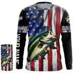 Largemouth Bass fishing American Flag Patriotic Fourth of July personalized fishing shirts