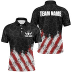 Red, white and black Camo Custom Bowling Polo, 1/4 Quarter zip shirts Team Bowling league jerseys