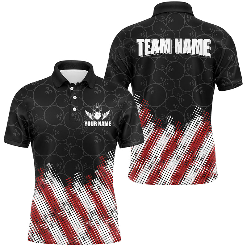 Red, white and black Camo Custom Bowling Polo, 1/4 Quarter zip shirts Team Bowling league jerseys