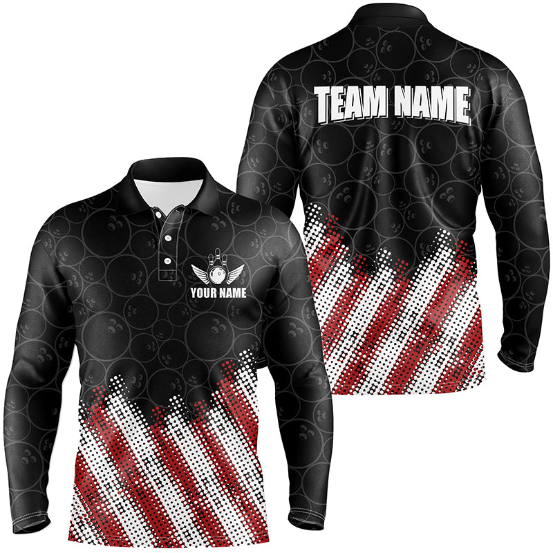 Red, white and black Camo Custom Bowling Polo, 1/4 Quarter zip shirts Team Bowling league jerseys