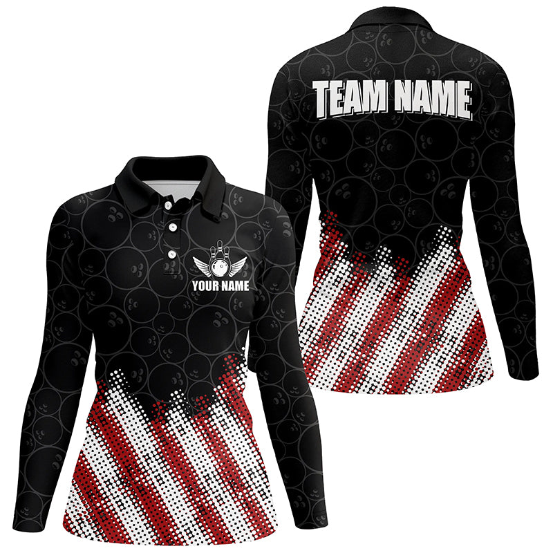 Red, white and black Camo Custom Bowling Polo, 1/4 Quarter zip shirts Team Bowling league jerseys