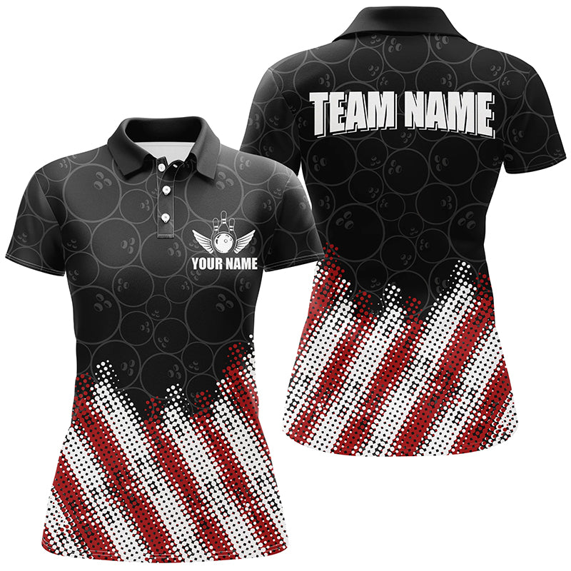 Red, white and black Camo Custom Bowling Polo, 1/4 Quarter zip shirts Team Bowling league jerseys