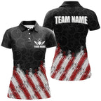 Red, white and black Camo Custom Bowling Polo, 1/4 Quarter zip shirts Team Bowling league jerseys