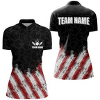 Red, white and black Camo Custom Bowling Polo, 1/4 Quarter zip shirts Team Bowling league jerseys