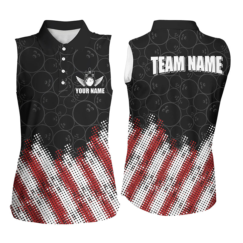 Red, white and black Camo Custom Sleeveless Polo shirts Team Bowling league jerseys