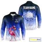 Funny Flamingo Blue camo flame golf ball Golf Polo Shirts Custom Flamingo Golf attire