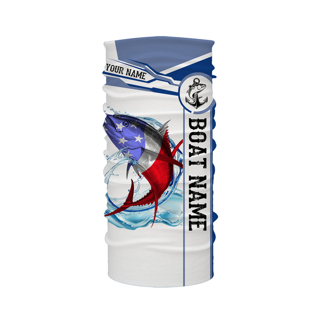 Tuna Fishing American Flag Custom performance Long Sleeve Fishing Shirts, Patriotic Fishing gifts