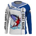 Tuna Fishing American Flag Custom performance Long Sleeve Fishing Shirts, Patriotic Fishing gifts