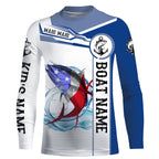 Tuna Fishing American Flag Custom performance Long Sleeve Fishing Shirts, Patriotic Fishing gifts