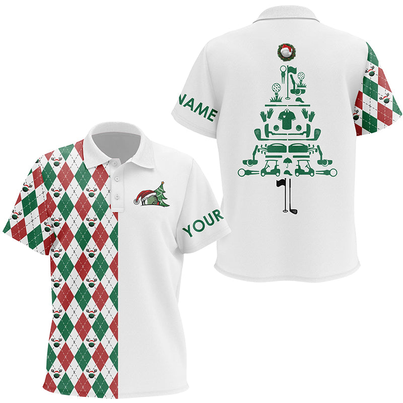 Funny Christmas golf polo shirts custom Christmas tree golf icons, Christmas golf gifts