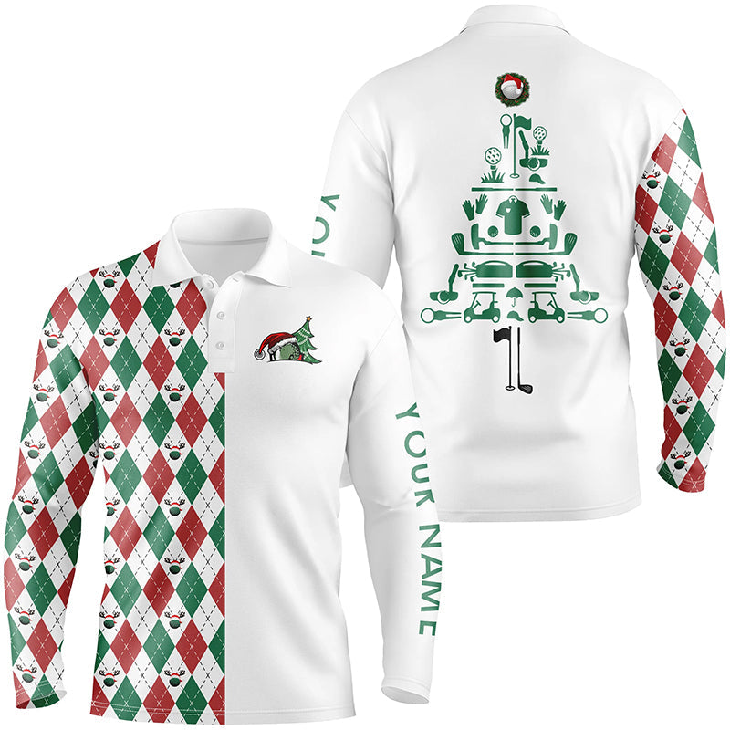 Funny Christmas golf polo shirts custom Christmas tree golf icons, Christmas golf gifts