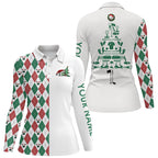 Funny Christmas golf polo shirt custom Christmas tree golf icons, Christmas golf gifts