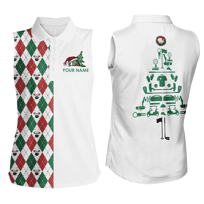 Funny Christmas sleeveless polo shirts custom Christmas tree golf icons, Christmas golf gifts