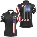 golf polo shirts golf clubs American flag custom patriotic Black golf shirt