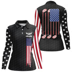 golf polo shirts golf clubs American flag custom patriotic Black golf shirt
