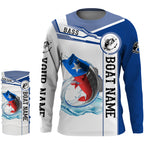 Texas Bass Fishing Texas Flag Custom name and boat name performance Long Sleeve Fishing Shirts, Patriotic Fishing gifts
