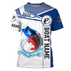 Texas Bass Fishing Texas Flag Custom name and boat name performance Long Sleeve Fishing Shirts, Patriotic Fishing gifts