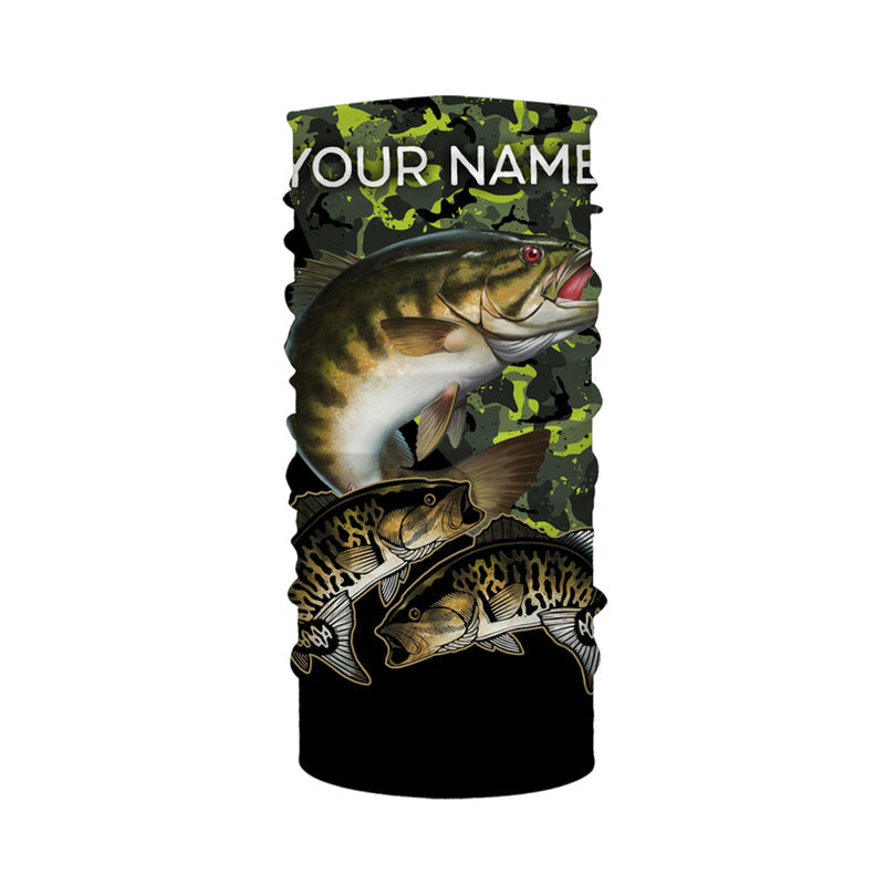 Smallmouth Bass fishing black green camo custom name sun protection long sleeve fishing shirts