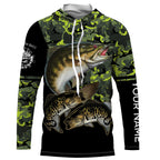 Smallmouth Bass fishing black green camo custom name sun protection long sleeve fishing shirts