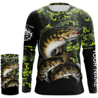 Smallmouth Bass fishing black green camo custom name sun protection long sleeve fishing shirts