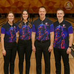 Custom Funny Cat Neon Bowling Jerseys Bowling Uniform Polo & 1/4 Zip Bowling Team Shirts