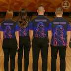 Custom Funny Cat Neon Bowling Jerseys Bowling Uniform Polo & 1/4 Zip Bowling Team Shirts