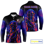 Custom Funny Cat Neon Bowling Jerseys Bowling Uniform Polo & 1/4 Zip Bowling Team Shirts