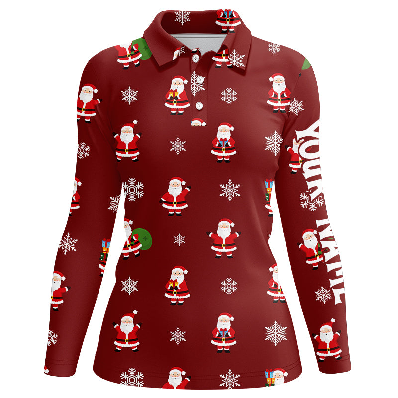 Red Christmas Santa snowflake pattern golf polo shirt custom Christmas golf tops for Team
