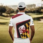 Personalized Maryland flag golf polo shirts custom patriotic golf outfit