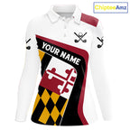 Personalized Maryland flag golf polo shirts custom patriotic golf outfit