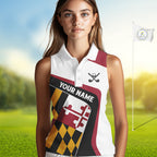 Personalized Maryland flag golf shirts sleeveless custom patriotic golf outfit
