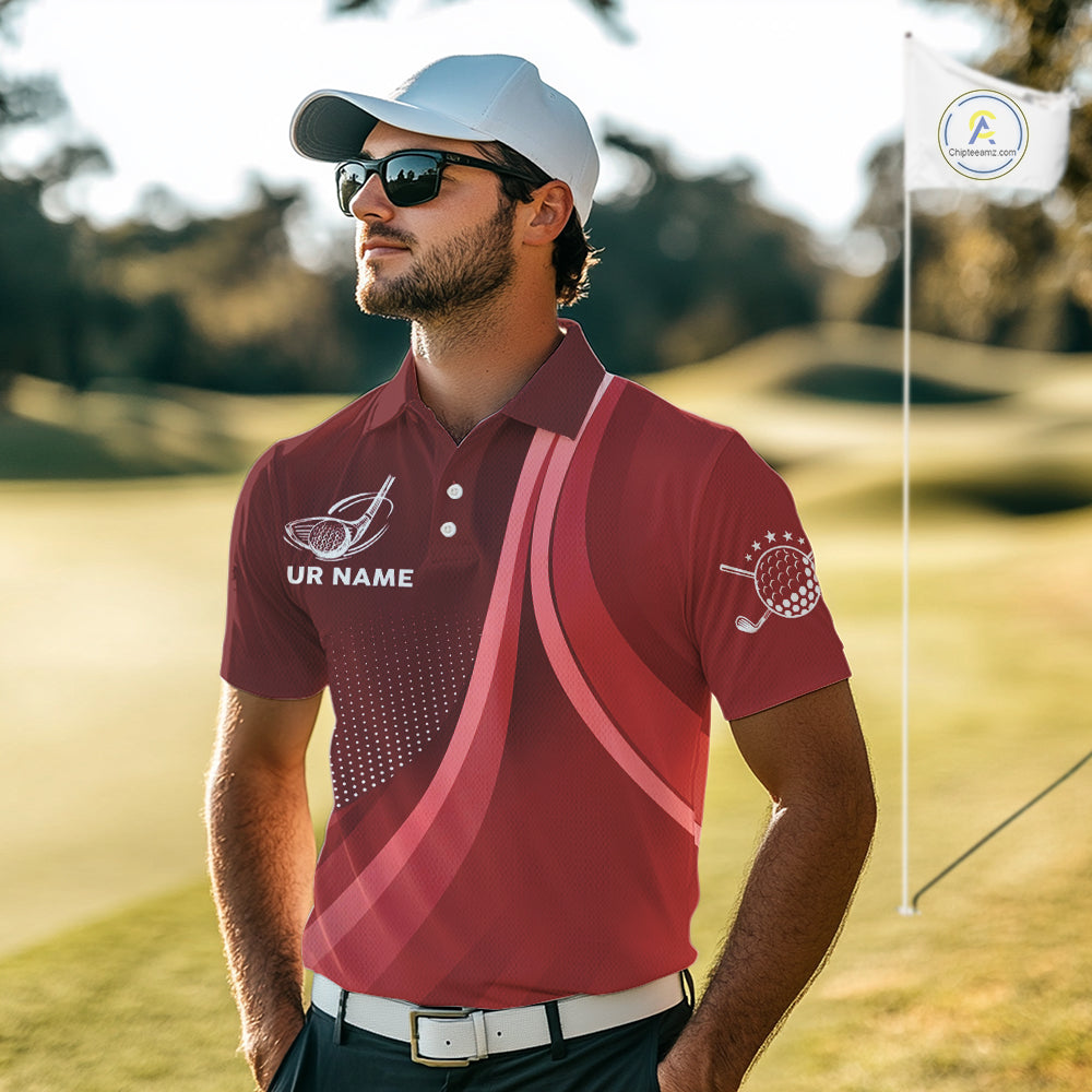golf polo shirts custom name Red golf shirt, tournament golf tops, golf gift