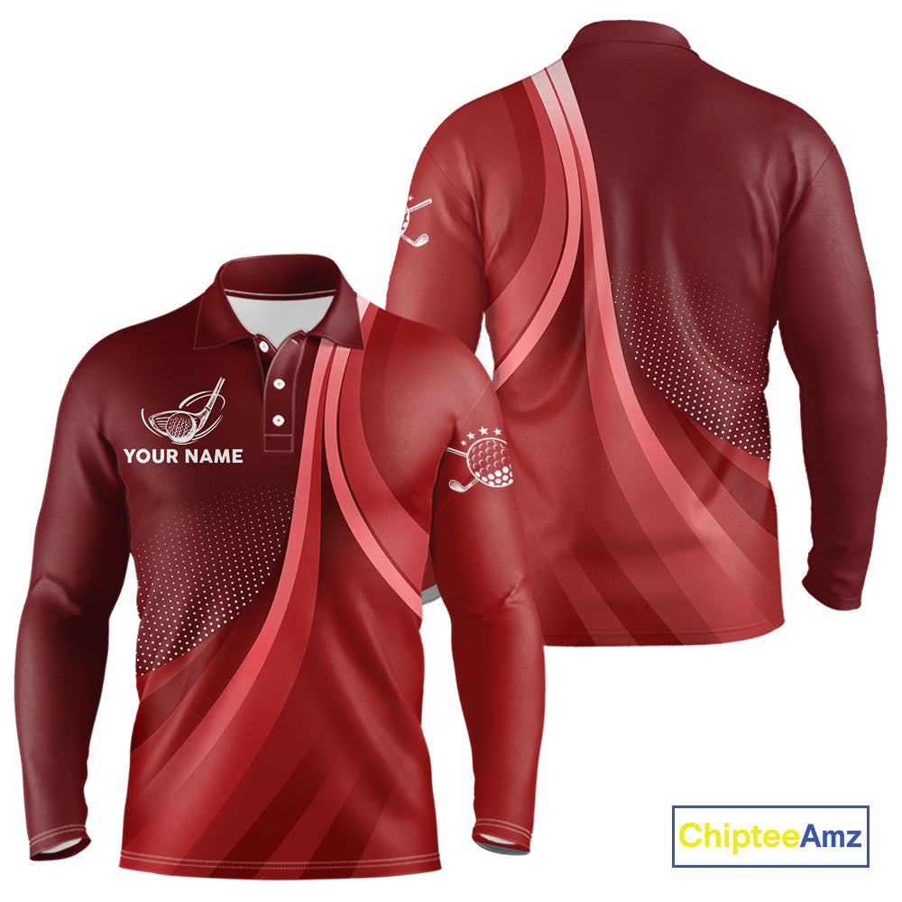 golf polo shirts custom name Red golf shirt, tournament golf tops, golf gift