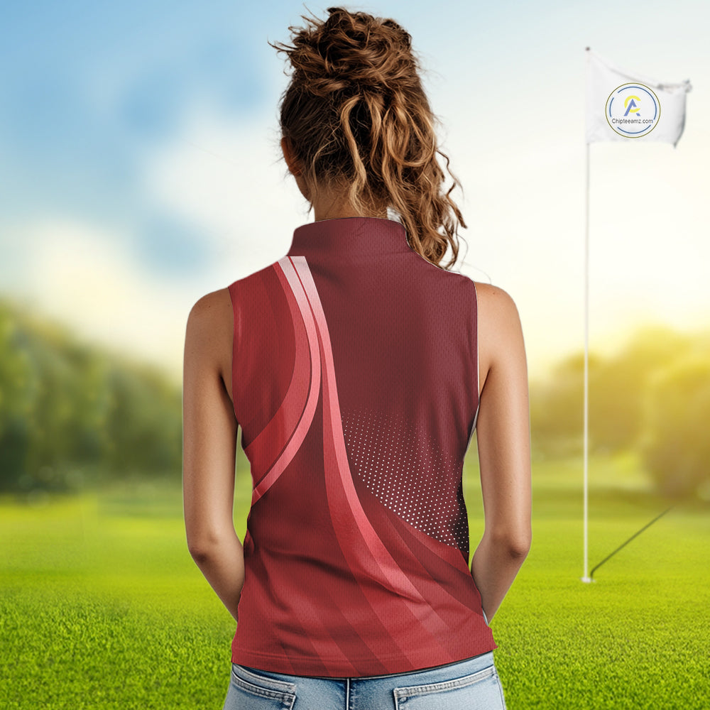 sleeveless polo shirt custom name Red golf shirt, sleeveless golf tops