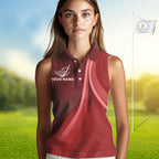 sleeveless polo shirt custom name Red golf shirt, sleeveless golf tops