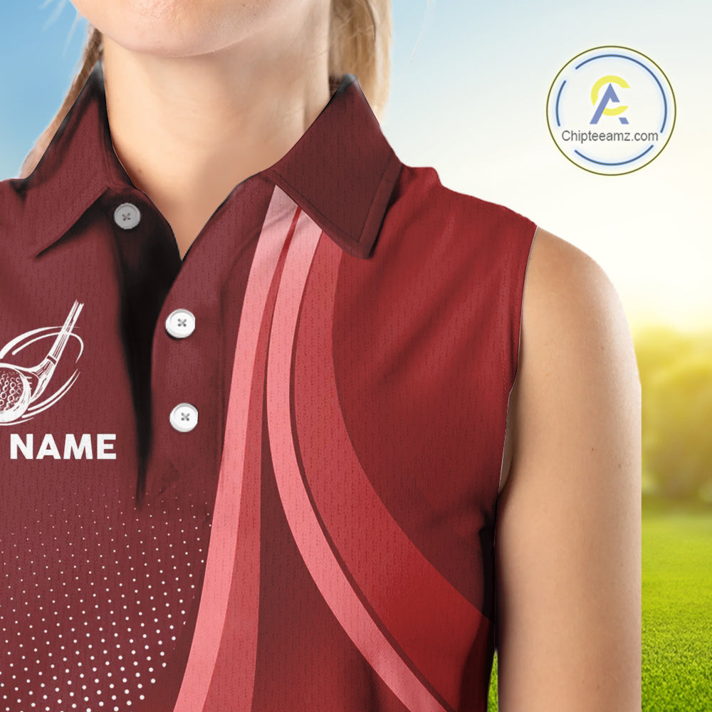 sleeveless polo shirt custom name Red golf shirt, sleeveless golf tops