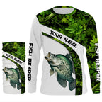 Crappie fishing Green Camo UV protection Customize name long sleeves fishing shirts, gift for fisherman