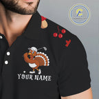 Funny black orange Thanksgiving pattern Golf Polo Shirt custom Turkey golf tops