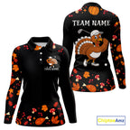 Funny black orange Thanksgiving pattern Golf Polo Shirt custom Turkey golf tops