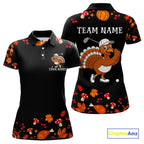 Funny black orange Thanksgiving pattern Golf Polo Shirt custom Turkey golf tops