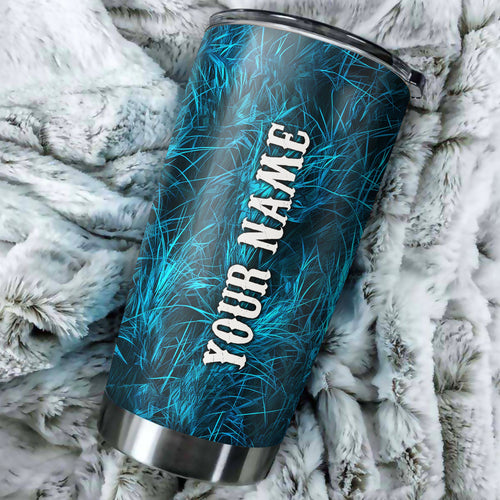 1PC blue camo Fishing Fish hook Customize Stainless Steel Fishing Tumbler Cup, gift for Fishing lovers