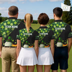 Black and Green shamrock argyle pattern Golf Polo Shirts Custom St Patrick golf top