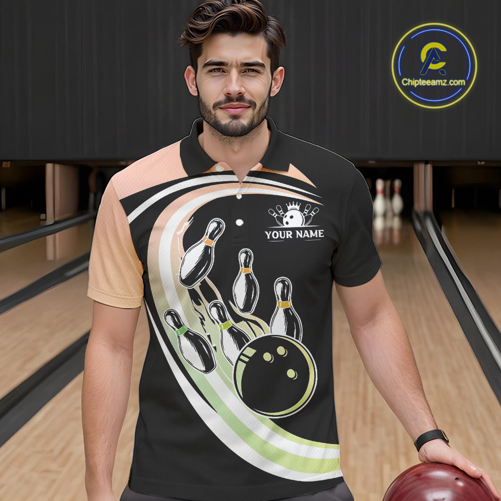 Pink and Green Gradient Bowling Shirts Custom Bowling Team League Jersey, Gift For Bowler