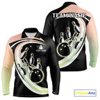Pink and Green Gradient Bowling Shirts Custom Bowling Team League Jersey, Gift For Bowler