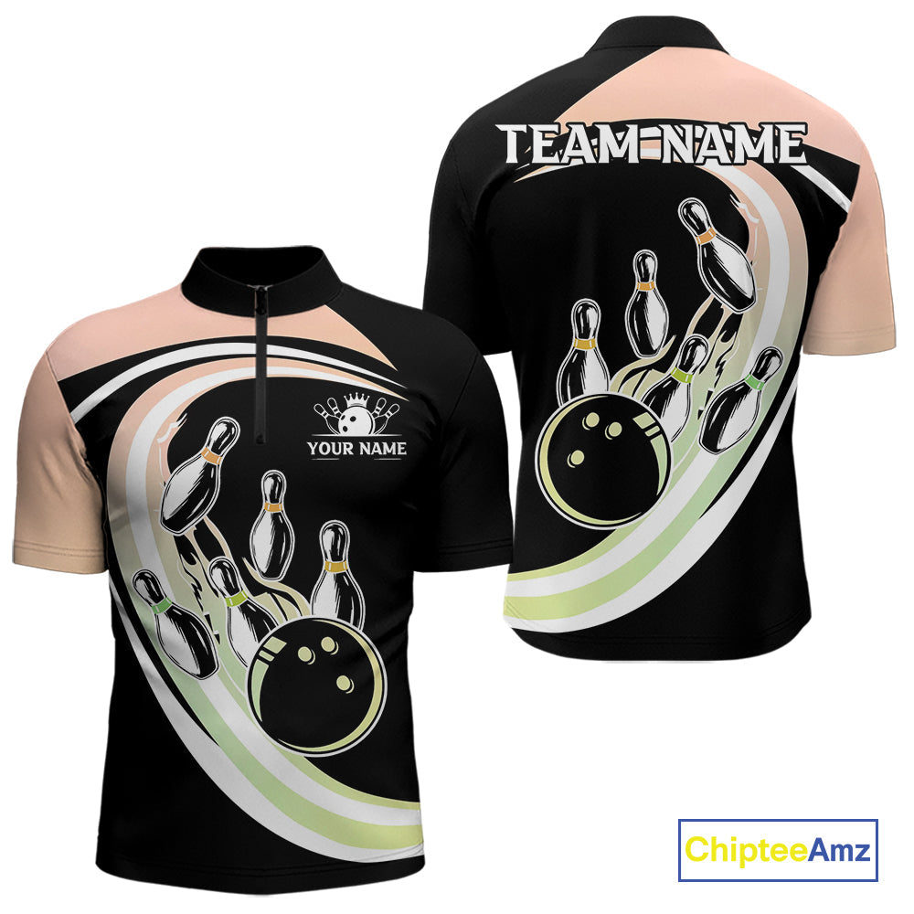 Pink and Green Gradient Bowling Shirts Custom Bowling Team League Jersey, Gift For Bowler