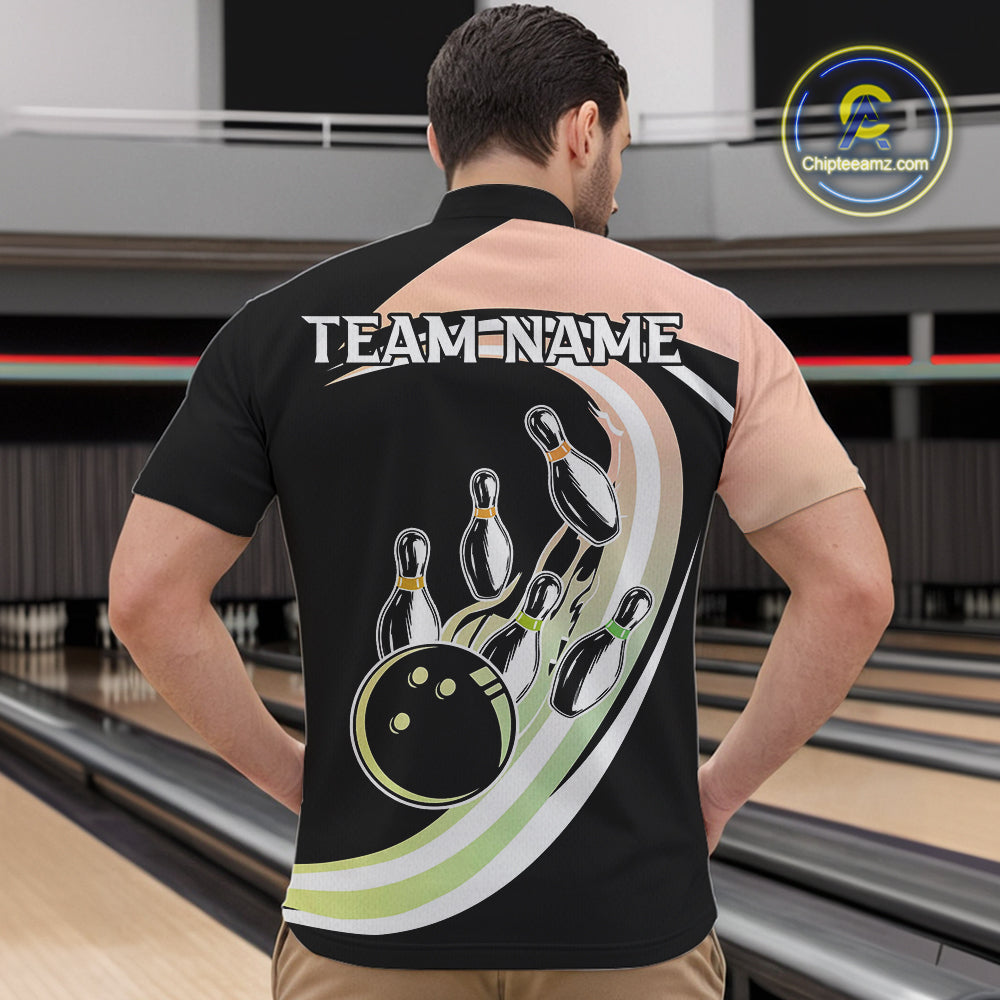 Pink and Green Gradient Bowling Shirts Custom Bowling Team League Jersey, Gift For Bowler