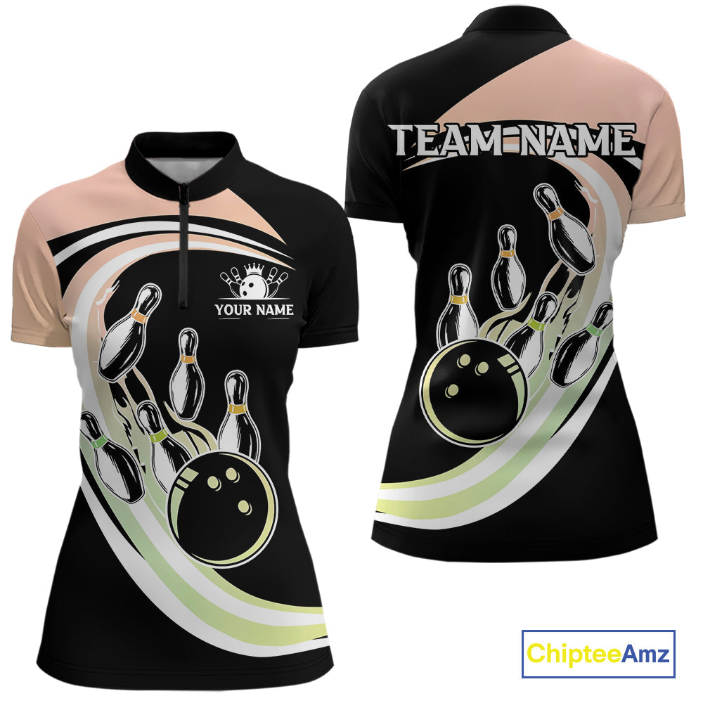 Pink and Green Gradient Bowling Shirts Custom Bowling Team League Jersey, Gift For Bowler