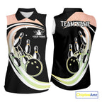 Pink Green Gradient Bowling Sleeveless Polo Shirt Custom Bowling Team League Jersey, Gift For Bowler