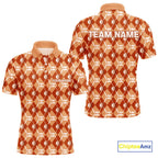 golf polo shirts custom orange argyle plaid pattern golf attire, golfer gifts