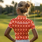 golf polo shirts custom orange argyle plaid pattern golf attire, golfer gifts